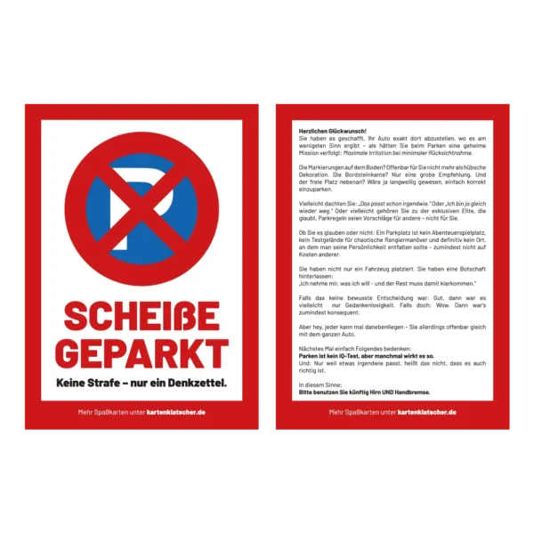Scheisse Geparkt Zettel – Bild 3